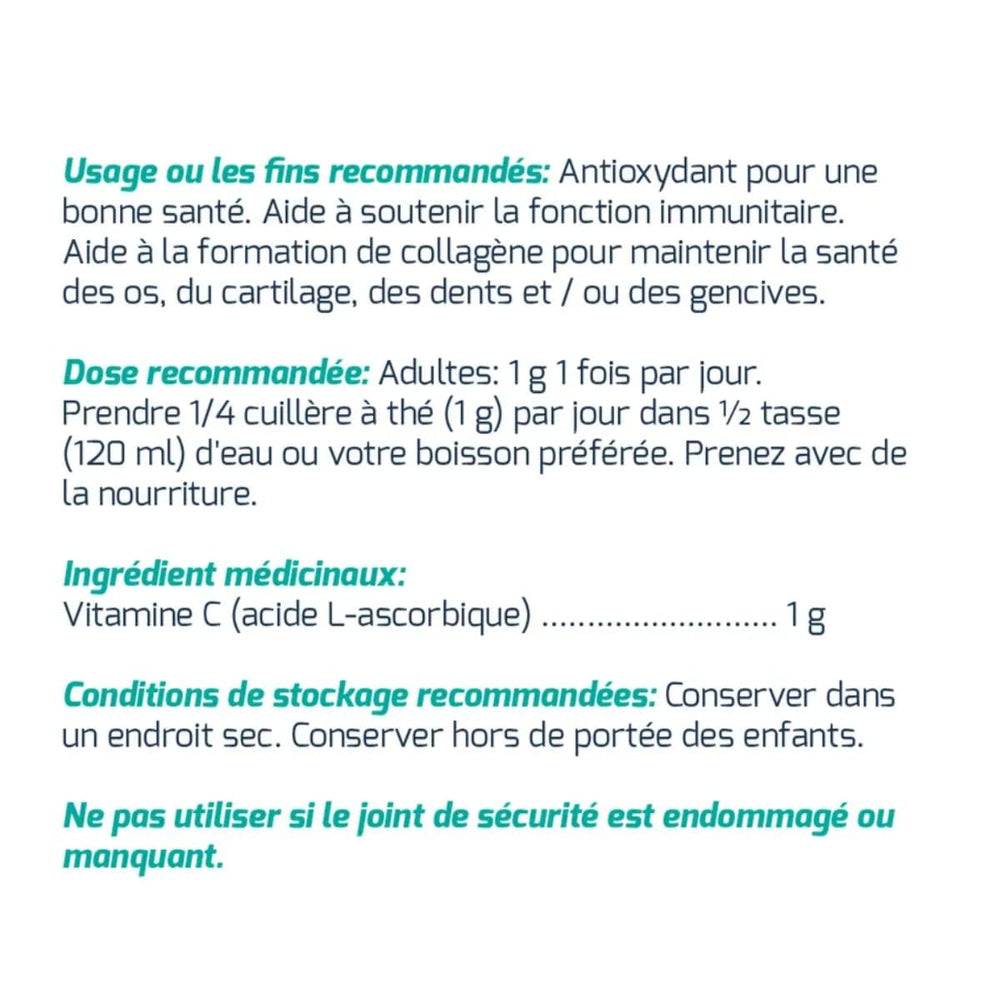 Organic vitamin C powder with scoop