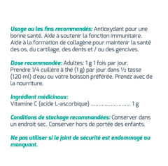 Organic vitamin C powder with scoop