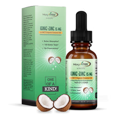Organic zinc supplement liquid drops in coconut oil bottle