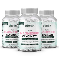 Organics Ocean Magnesium Glycinate with Zinc bottle ready for daily muscle and sleep support