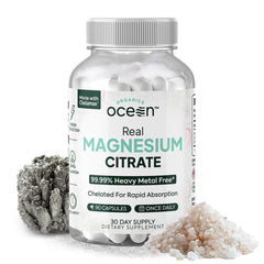 Organics Ocean Real Magnesium Citrate bottle on white background