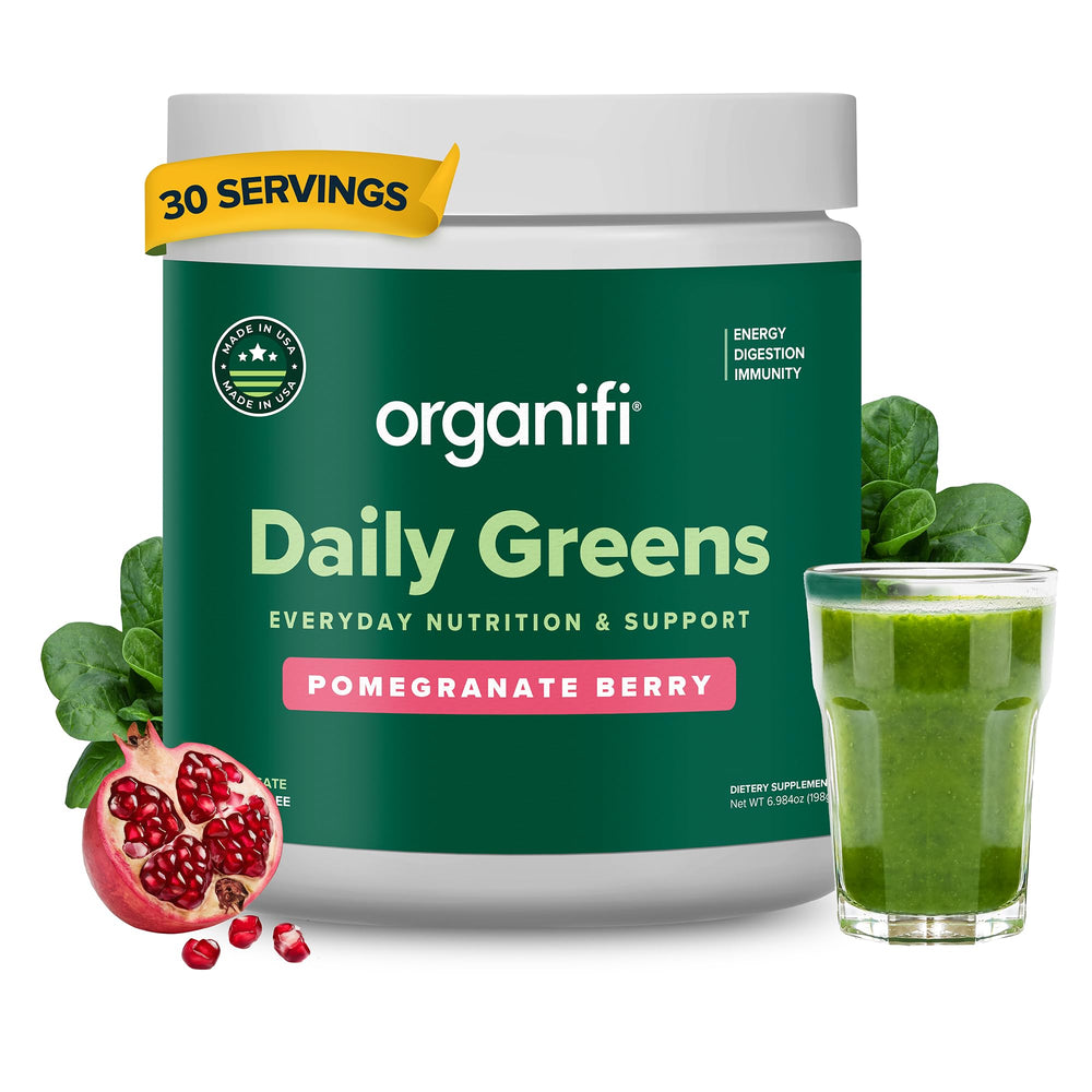 Organifi Daily Greens bottle with label on white background