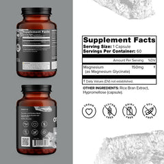 Close-up of 150 mg magnesium glycinate vegan capsules