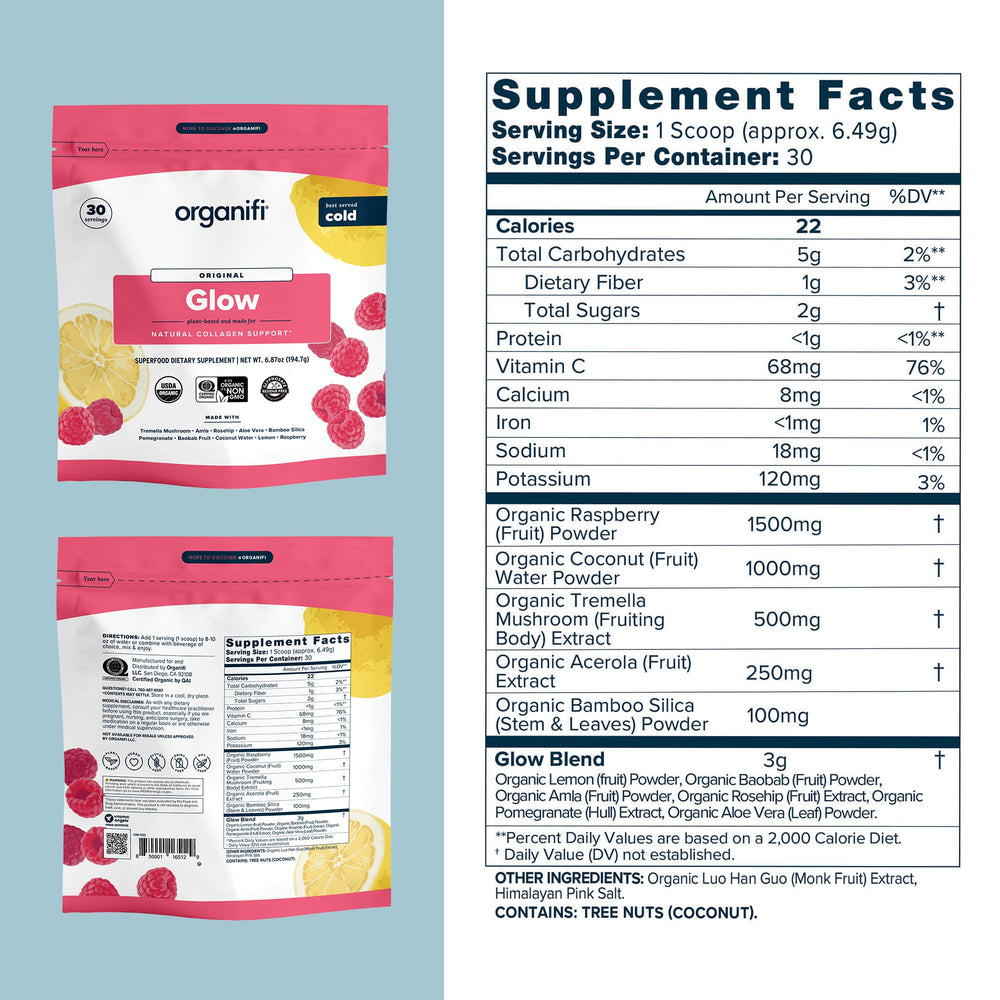 Scooping Glow powder into a glass of water