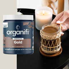 Organifi Gold Chocolate packaging on a clean surface