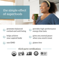 Highlighted ingredients: ashwagandha, moringa, spirulina in Organifi