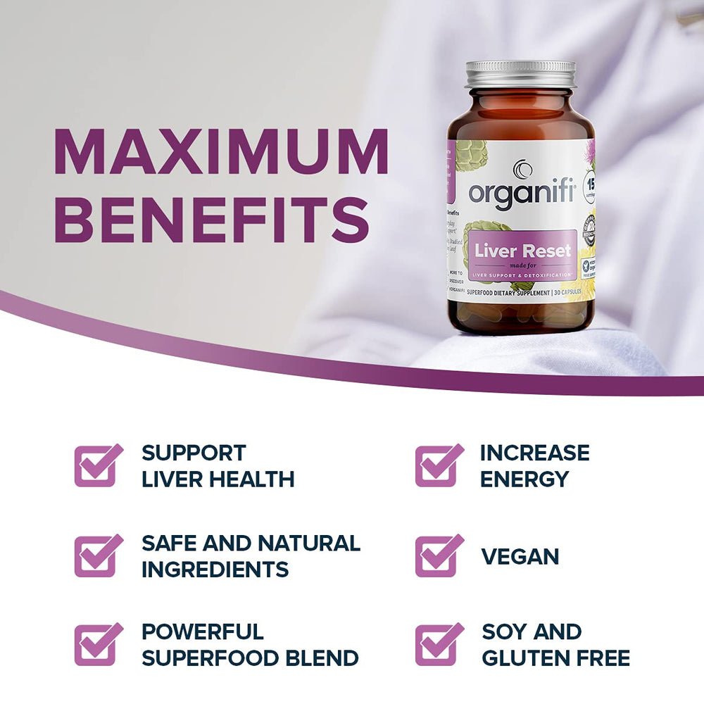 Graphic highlighting immune support benefits of Organifi Liver Reset