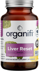 Organifi Liver Reset bottle front showing easy daily detox support for busy lifestyles