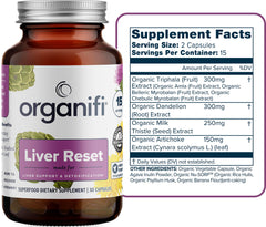 Organifi Liver Reset capsules closeup highlighting convenient daily liver support