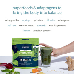 Organifi Red Juice tilt shot highlights berry flavor and energy lift