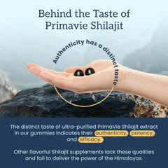Lifestyle image of a person holding a Shilajit gummy