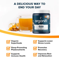 Cup of warm Organifi Gold beverage