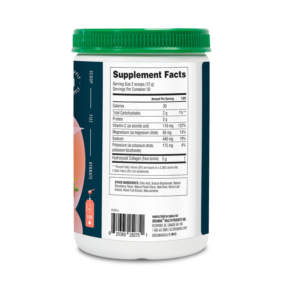 Scooper and powder of Organika Electrolytes with Collagen