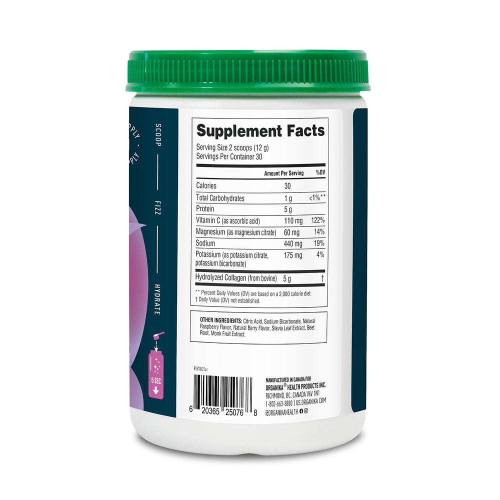 Prepared Wild Berry electrolyte-collagen drink in glass