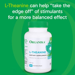 Graphic showing calm and focus with Organika L-Theanine
