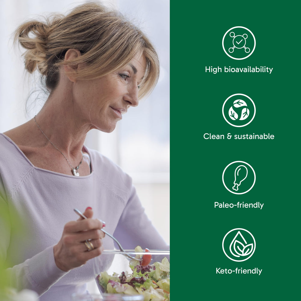 Side view of Organika Salmon Collagen bottle