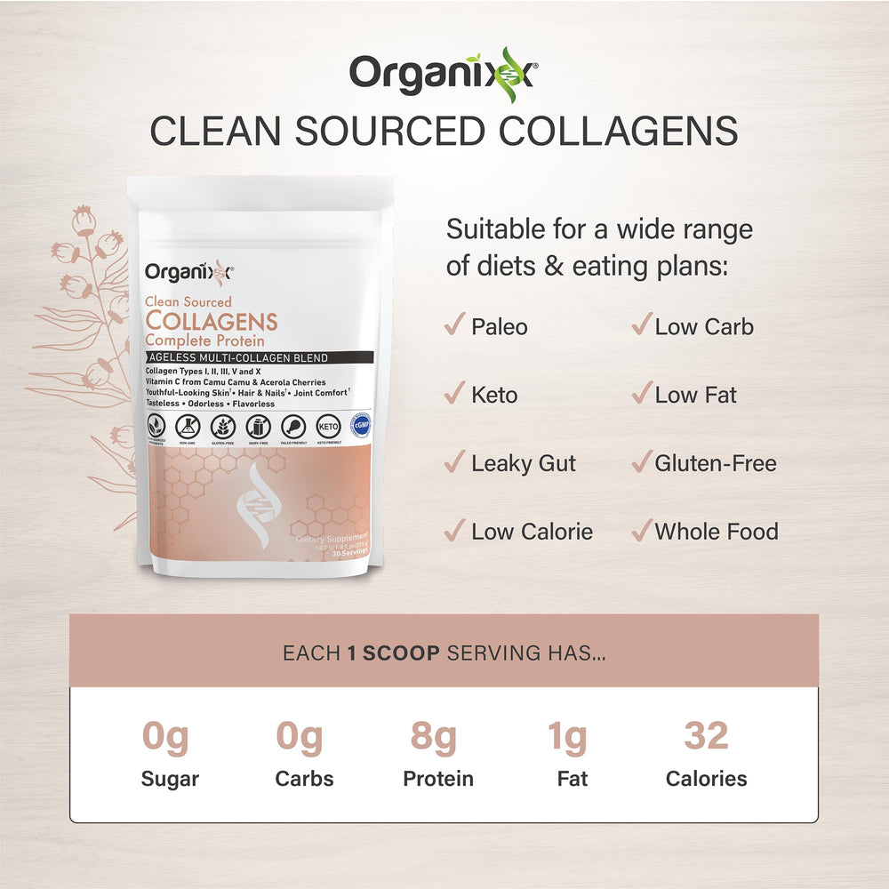 Clean sourced collagen ingredients: grass-fed beef, pollock, eggshell membrane