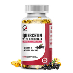 ORGEUOS Quercetin 1000mg with Bromelain – hero image showing bottle and softgels