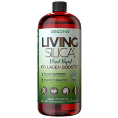 Orgono Living Silica bottle front view, 33.85 fl oz
