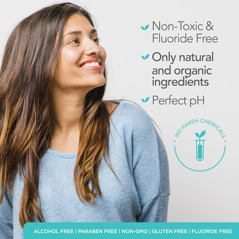Close-up of ORL mouthwash label highlighting 7.0 pH and ingredients.