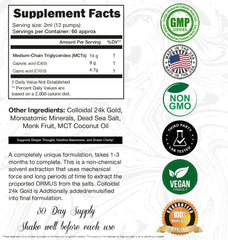 4oz bottle of Ormus Gold Oil Monoatomic close-up