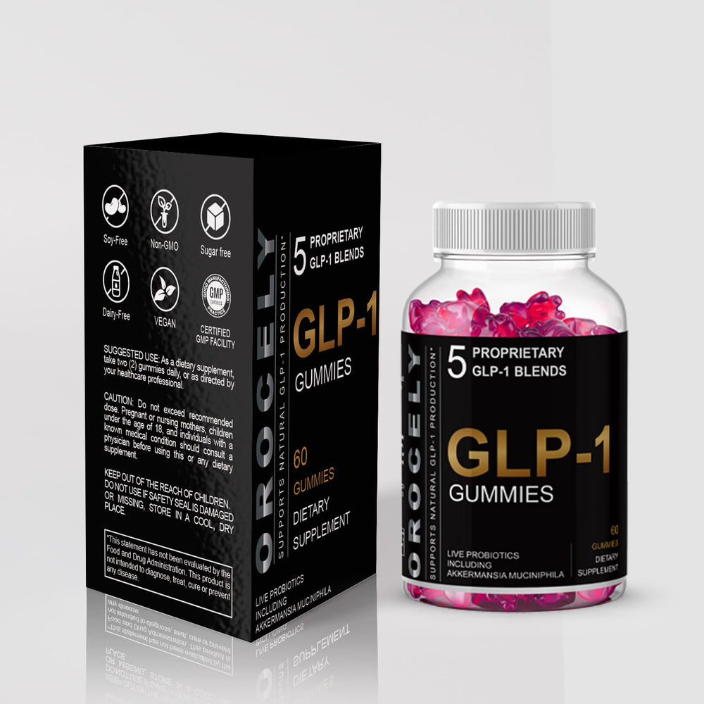 Orocely GLP-1 Gummies bottle with strawberry flavor label