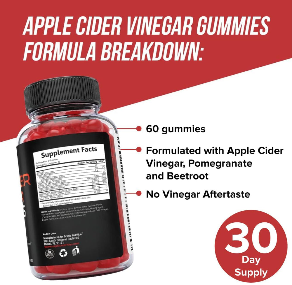 Product label of Orphic Nutrition ACV Gummies