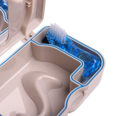 Denture box soaking space with 80ml capacity for upper and lower dentures