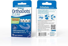 Close-up of OrthoDots applied to braces