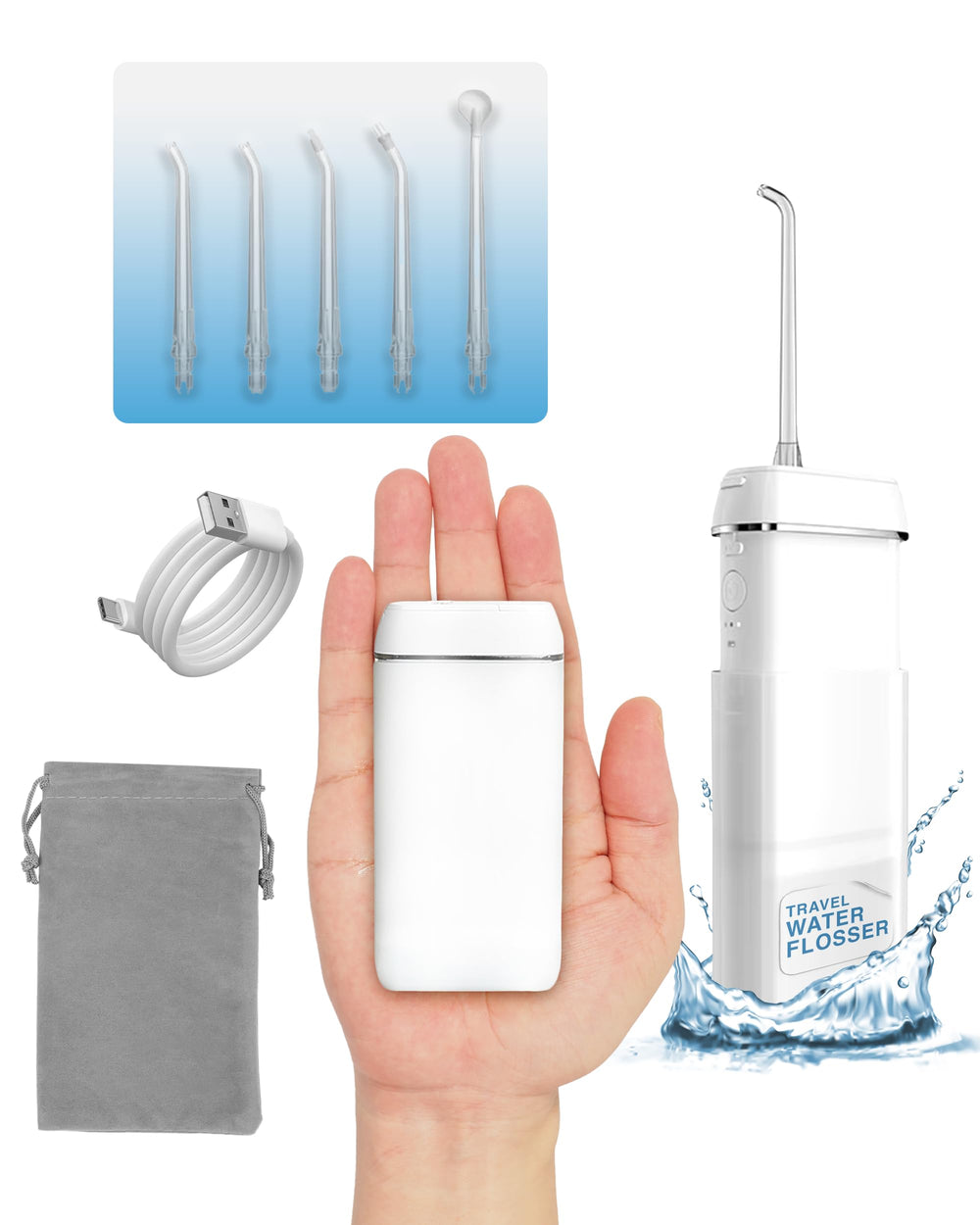 Ortho Water Flosser cordless collapsible unit