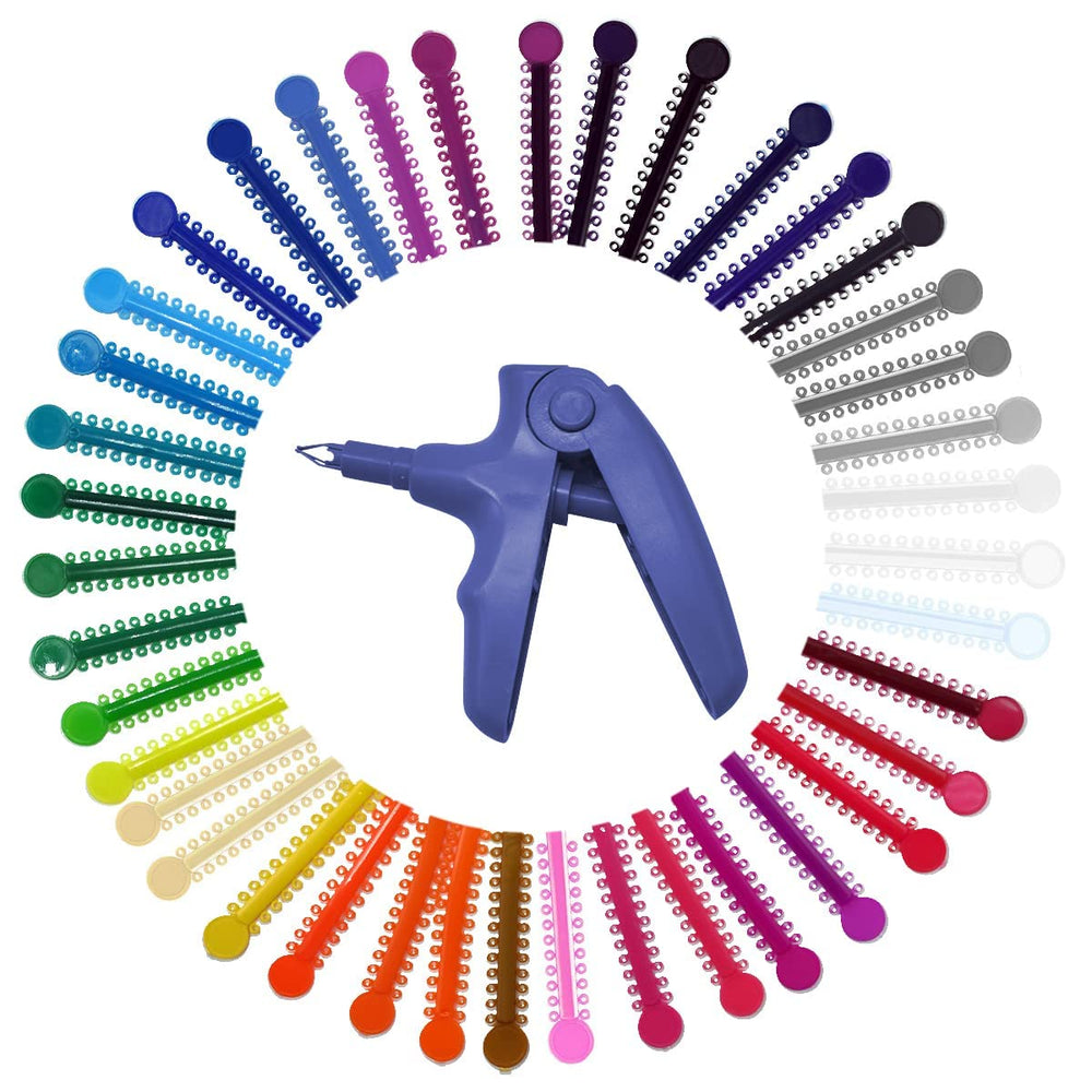 Boxed orthodontic ligature ties kit with 1,040 multi-color bands
