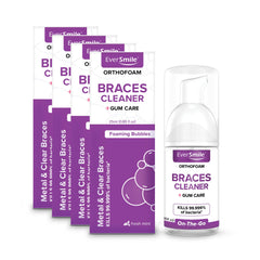 OrthoFoam Braces Cleaner travel-size bottle showing 25ml capacity