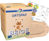 Ortopad Bamboo Beige Eye Patches Junior Size packaging with 50 patches per box for ages 0-2