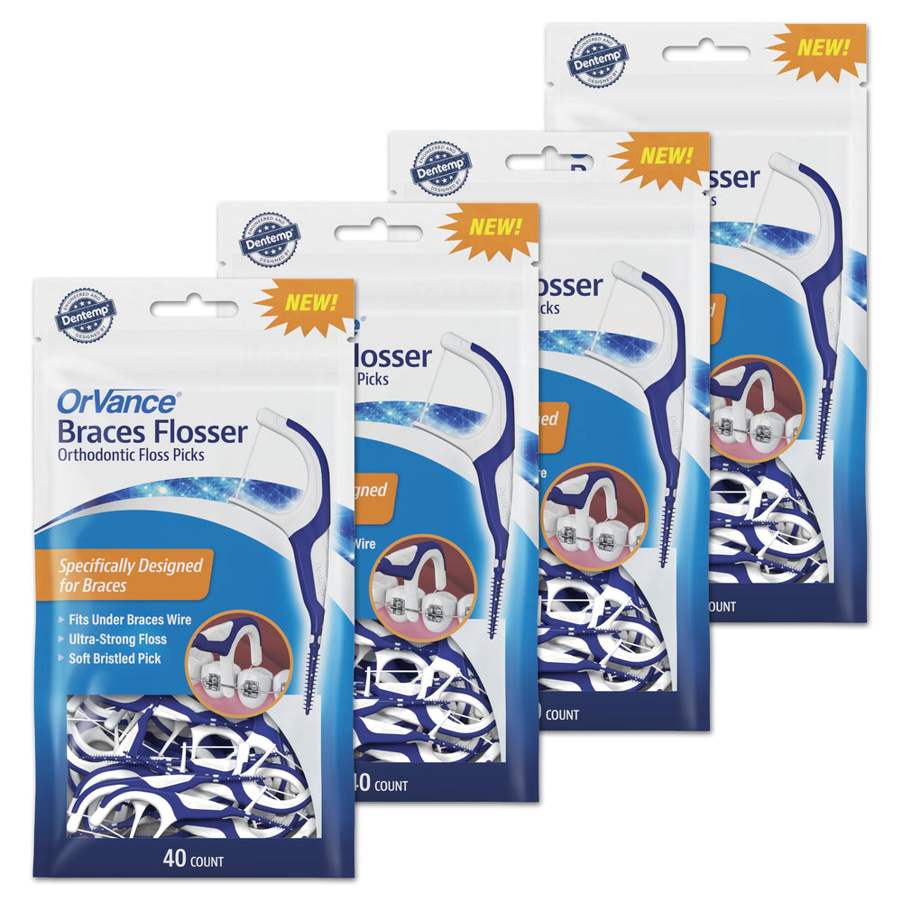 Front view of OrVance Braces Flosser packaging