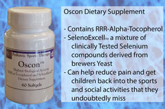 Close-up of Oscon label displaying RRR-a-tocopherol and selenium