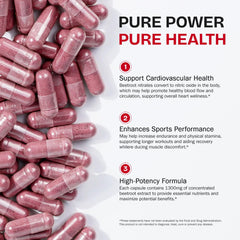 O.SECERT Beet Root Capsules label art highlights organic ingredients and quality promise.