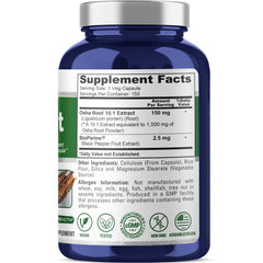 Bottle label highlighting 10:1 extract and Bioperine