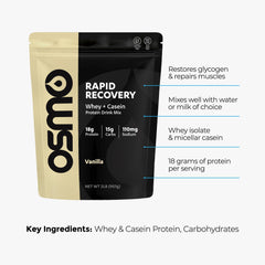 Back panel with nutrition information on Osmo Rapid Recovery vanilla