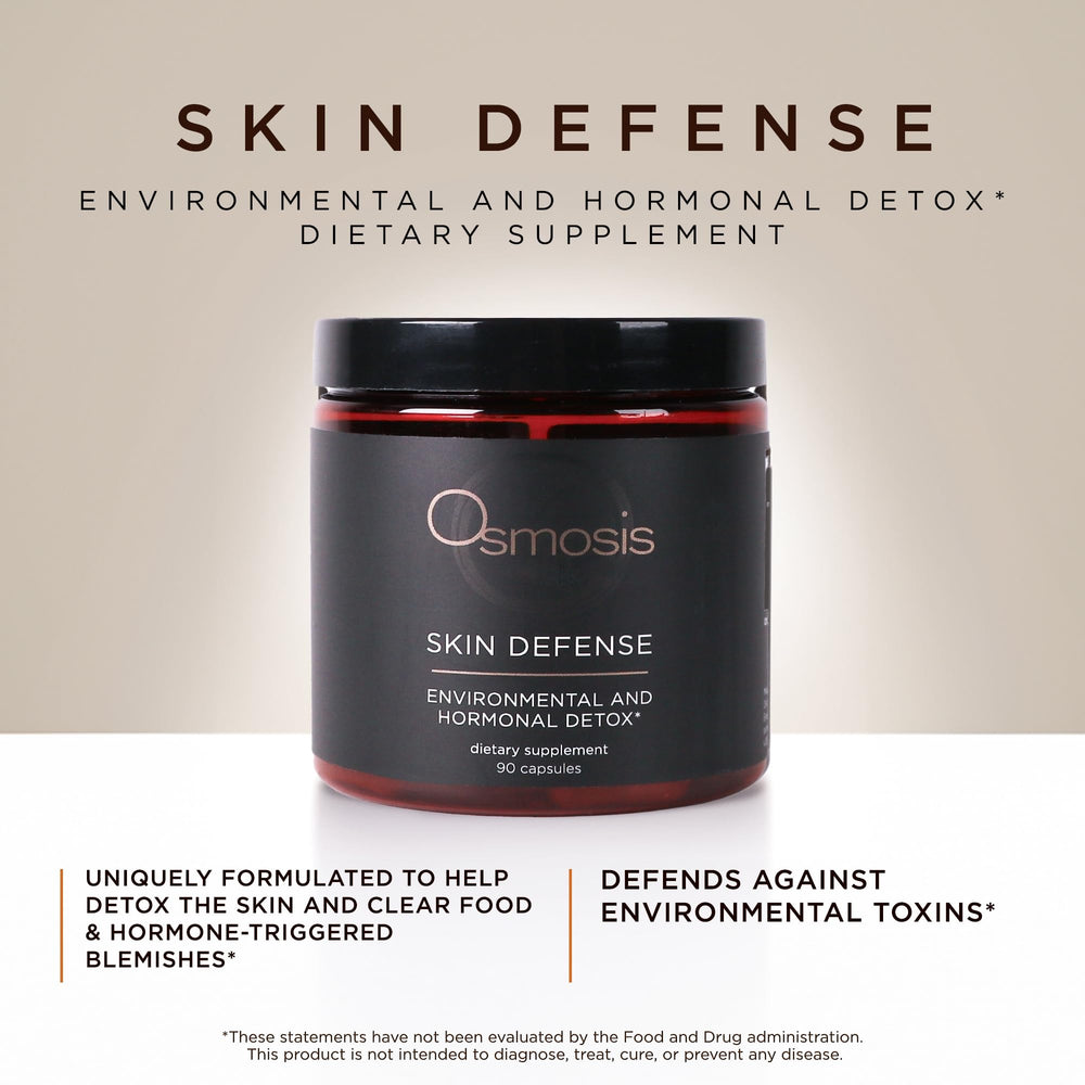 Back view of Osmosis Skincare Skin Defense Supplement bottle