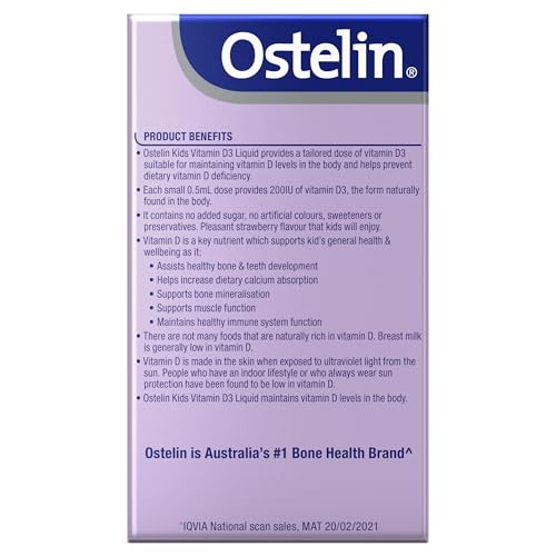 Dosing dropper showing 0.5mL measurement for Ostelin Kids Vitamin D Liquid