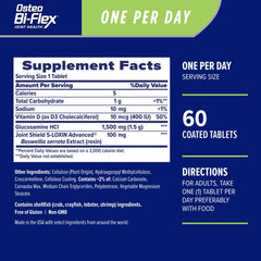 Osteo Bi-Flex One Per Day bottle back lists ingredients and usage directions.