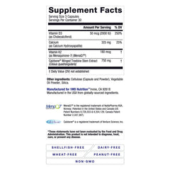 Illustration of OsteoMD ingredients: calcium hydroxyapatite, vitamin D3 and K2