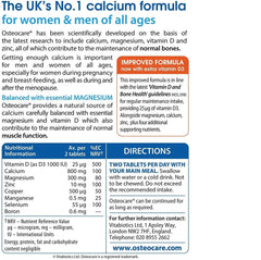 Osteocare tablets 90-count bottle showing nutritional information