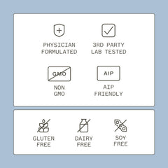 Gluten-free, dairy-free, soy-free Osteodura label