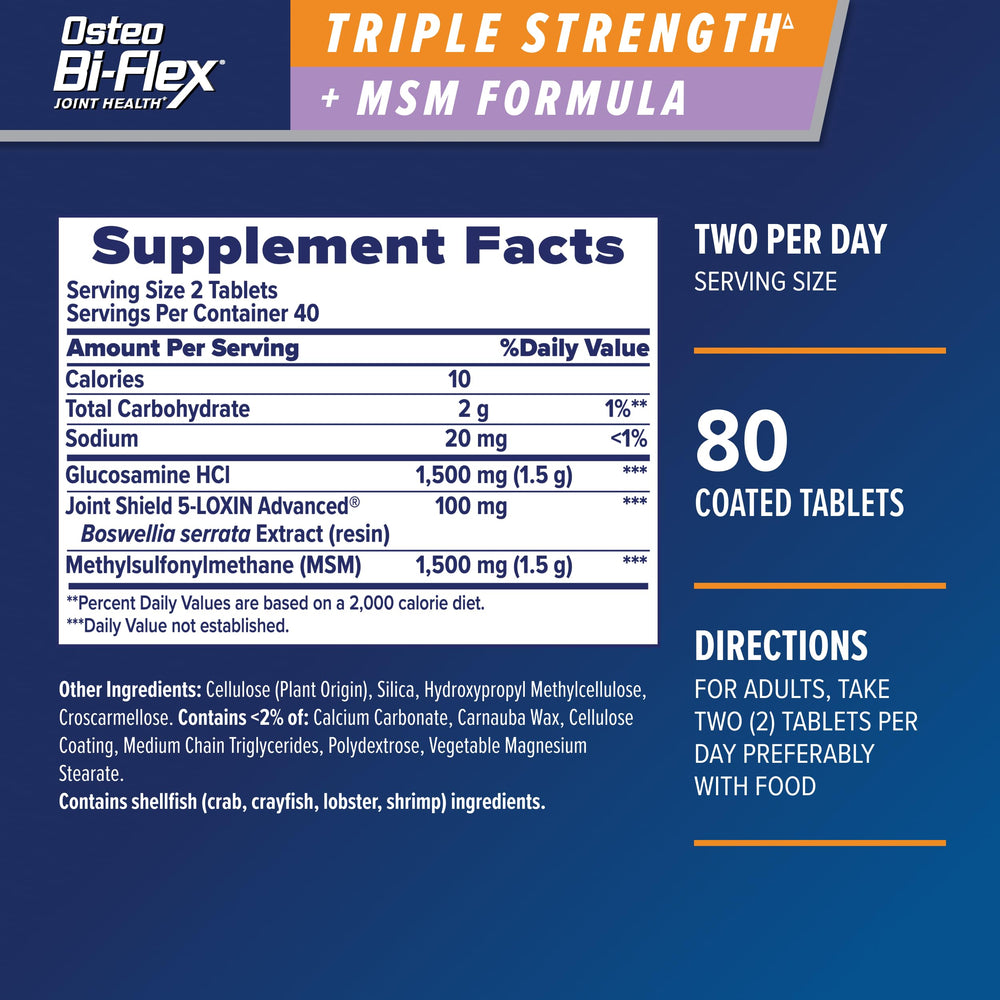 Osteo Bi-Flex Triple Strength5 glucosamine and MSM tablets