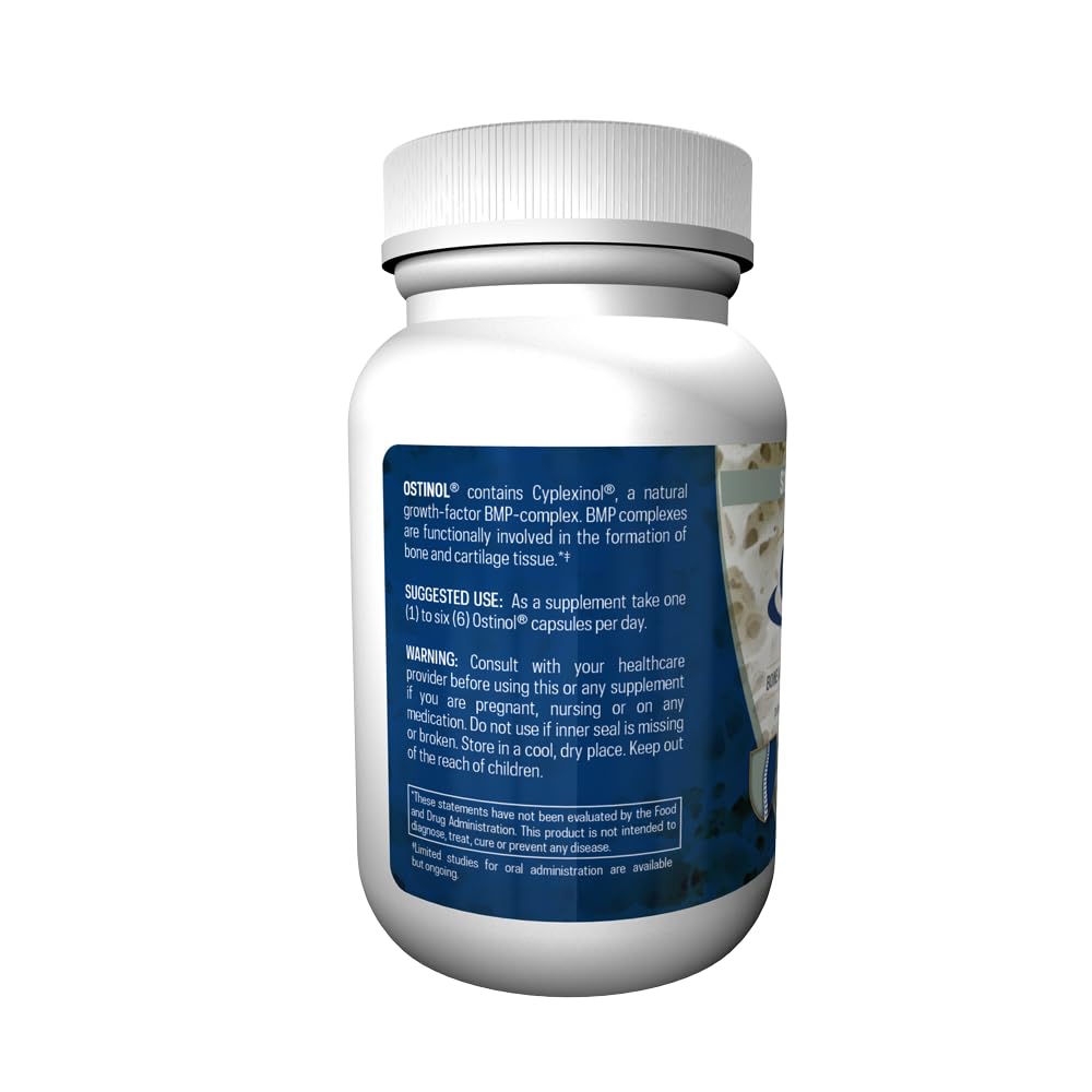 Close-up of Ostinol product label highlighting ingredients