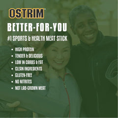 Ostrim Original ingredients shot listing beef and ostrich blend.