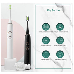 Complete kit: toothbrush and heads in black design