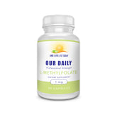 Front view of Our Daily Vites L-Methylfolate 1mg 1000mcg 90-count package