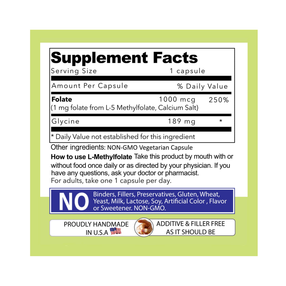 Gluten-free, non-GMO, vegetarian L-Methylfolate capsules